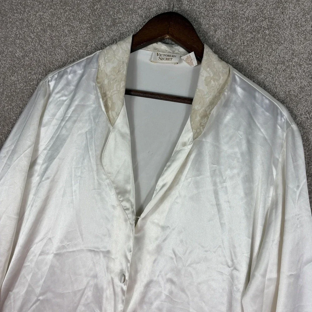 Vintage Victorias Secret Gold Label Ivory Lace Trim Nightshirt ML